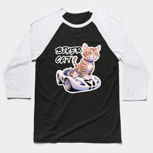 Biker Cat,Racer Cat Baseball T-Shirt